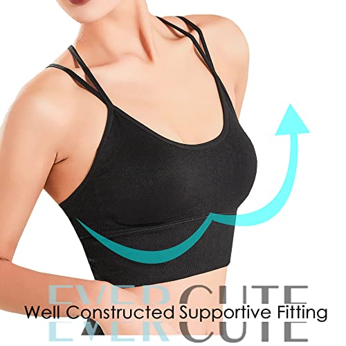 Cross Back Sport Bras Padded Strappy Criss Cross Cropped Bras for Yoga Workout Fitness Low Impact