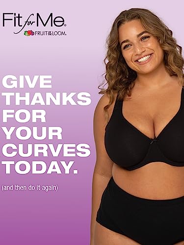 Fit For Me By  Women's Plus Size Cotton Unlined Underwire Bra-Pinch-Free Straps - Side and Back Smoothing