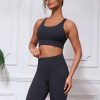 Strappy Sports Bra for Women Padded Push Up Sport Bra Athletic Running Workout Bra Yoga Bra