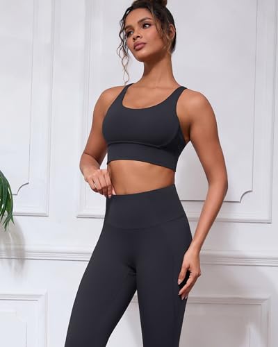 Strappy Sports Bra for Women Padded Push Up Sport Bra Athletic Running Workout Bra Yoga Bra
