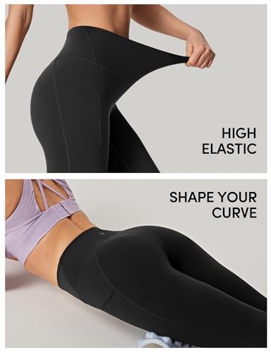 No Front Seam Leggings with Pockets for Women Buttery Soft Tummy Control Workout Leggings High Waisted Yoga Pants
