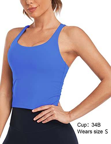 Longline Zeal Bras Medium Impact Wirefree Sports Bras Workout Tank Tops with Removable Pads, A-D Cups