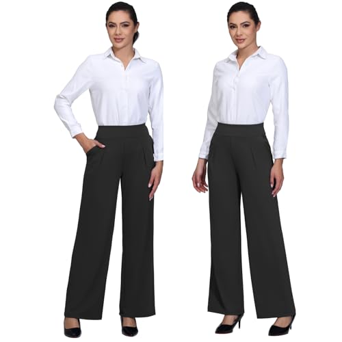 Wide Leg Dress Pants Women Work Workout Athletic Yoga Sweatpants with Pockets Stretch Loose Casual Lounge Trousers