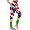 Brazil US Flag Women's Yoga Pants Stretch Leggings with Pockets High Waist for Workout