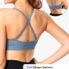 V-Neck Sports Bra for Women Adjustable Strappy Yoga Bra Spaghetti Strap Padded Workout Bra S-XL Low Impact Seamless Bralettes