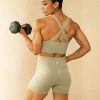 Sports Bra for Women Padded Medium Support Criss Cross Strappy Bras Seamless High Impact Yoga Exercise Athletic Bras