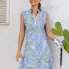 Tennis Dresses for Women with 2 Pockets Sleeveless Womens Golf Dress Quarter Zip Stand Collar Printed Athletic Dress