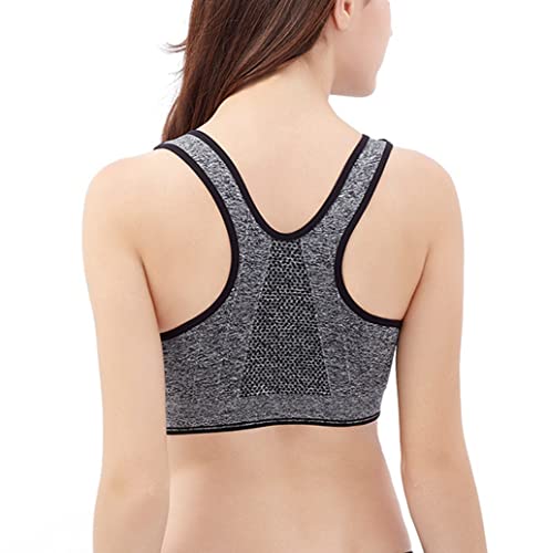 Women's Zip Front Sports Bra Wireless Post-Surgery Yoga Bras