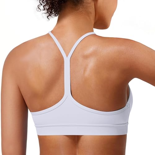 Padded Y-Back Sports Bra for Women - Racerback Low Impact Spaghetti Strap for Yoga Workout Top
