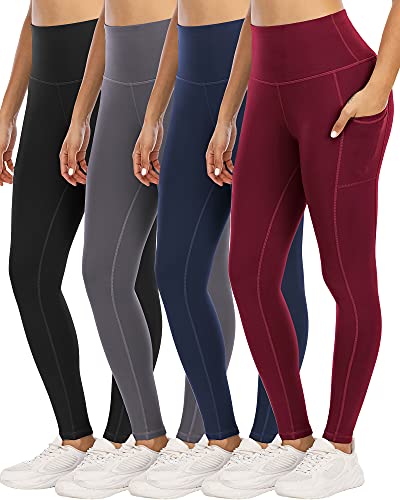 41k5d2okf1L.jpg 4 Pack Leggings with Pockets for Women,High Waist Tummy Control Workout Yoga Pants