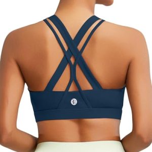 Sports Bra for Women, Medium-High Support Criss-Cross Back Strappy Padded Sports Bras Supportive Workout Tops