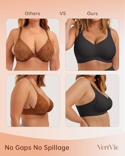 Bras for Women No Underwire Wireless Support Bra Underarm-Smoothing Seamless Push Up Full Coverage T-Shirt Sports Bra