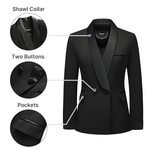 41nYwlGdsIL.jpg Women's Pants Suit 2 Piece Set Smil Fit Jacket Shawl Sollar Blazer Dress for Women