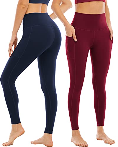 41naPMZ2OAL.jpg 4 Pack Leggings with Pockets for Women,High Waist Tummy Control Workout Yoga Pants