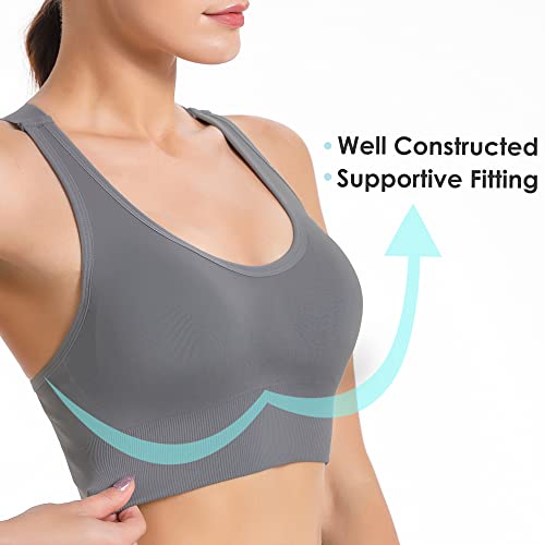 Sports Bra for Women Padded Medium Support Criss Cross Strappy Bras Seamless High Impact Yoga Exercise Athletic Bras