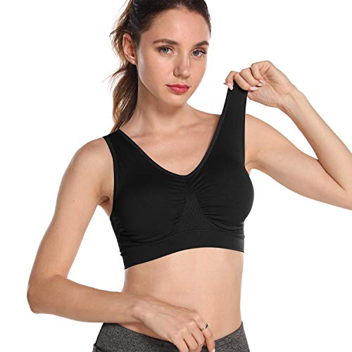 3 Pack Sports Bras for Women Wirefree Padded Workout Yoga Gym Fitness Bra Medium Support