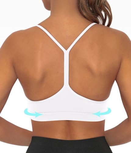Y BackSports Bra for Women Low Impact Racerback Workout Bras Sexy Thin Straps Yoga Sport Bras with Removable Pads