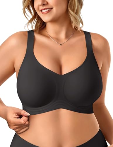 Bras for Women No Underwire Wireless Support Bra Underarm-Smoothing Seamless Push Up Full Coverage T-Shirt Sports Bra