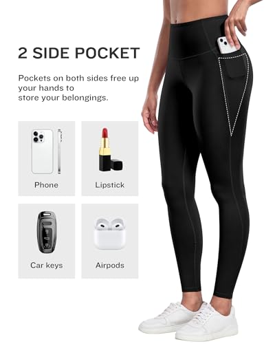41qRLo8GDzL.jpg Leggings with Pockets for Women, 6 Packs Soft High Waisted Tummy Control Workout Yoga Pants