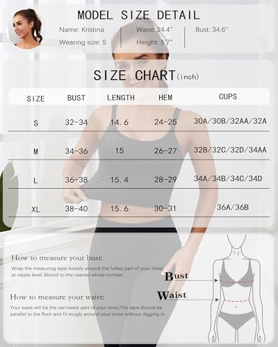 Sports Bras for Women High Support Longline Workout Tank Tops Built in Bra Strappy Yoga Padded Crop Top