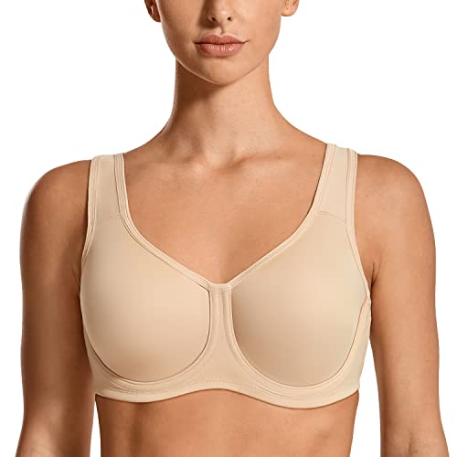 Women's Max Control Underwire Sports Bra High Impact Plus Size with Adjustable Straps Unlined Bra