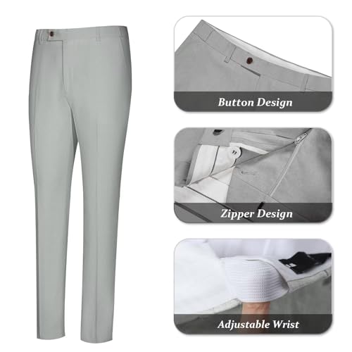 Men's Linen Suit 2 Piece Slim Fit Summer Beach Wedding Dress Tux Prom Suit Blazer Jacket and Pants