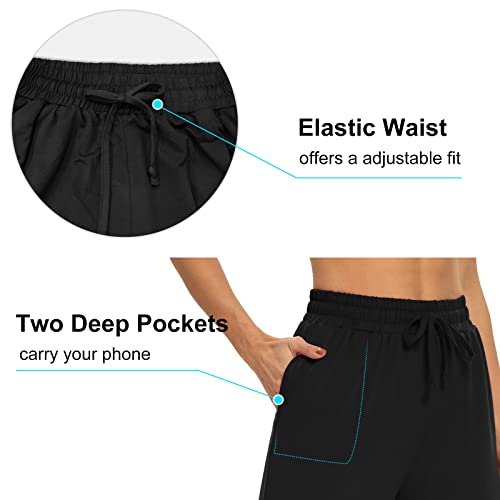 41sgmfeVQaL.jpg Womens Capri Pants Loose Yoga Pants Wide Leg Drawstring Comfy Lounge Pajama Capris Sweatpants with Pockets