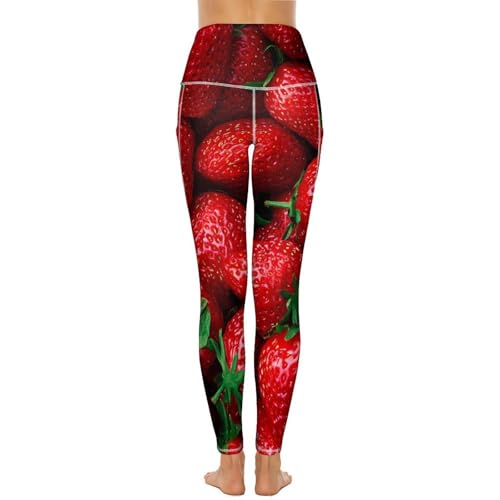 41t5rOhzDYL.jpg Fresh Strawberry Women's Yoga Pants Stretch Leggings with Pockets High Waist for Workout