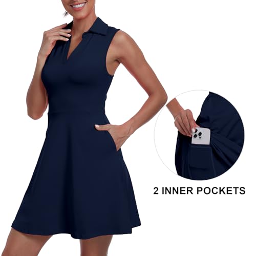 Womens Two Piece Tennis Golf Dress UPF 50+ Active Athletic Exercise Sports Wear Dresses for Women with Pocket Separate Shorts