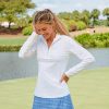 Long Sleeve Sport Top, Breathable, UPF 50+,Quarter Zip, Nylon/Spandex