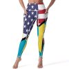 USA and Bahamas Flag Women's Yoga Pants Stretch Leggings with Pockets High Waist for Workout