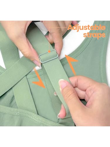 Padded Sports Bras for Women: Support Strappy Adjustable Straps Cross Back Sport Bra Pack for Workout Yoga Running Gym