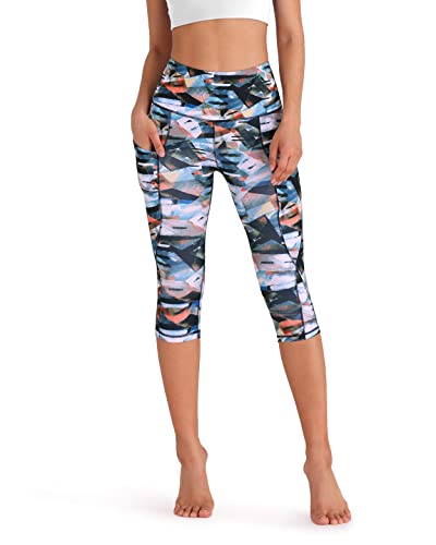 41v3GAJt64L.jpg Women's High Waisted Yoga Capris with Pockets, Tummy Control Non See Through Workout Athletic Running Capri Leggings