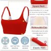 Sports Bras for Women,Square Neck Sports Bra Medium Support Yoga Bra Workout Crop Top with Removable Cups