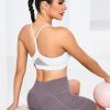 Y-Back Sports Bras for Women, Medium Impact Wirefree Padded Bra Workout Crop Top Longline Sports Bra Push up