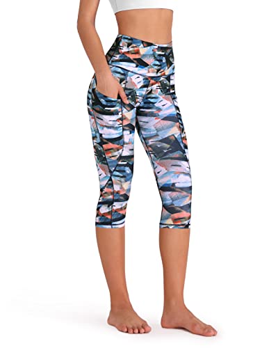 41yXC86lBoL.jpg Women's High Waisted Yoga Capris with Pockets, Tummy Control Non See Through Workout Athletic Running Capri Leggings