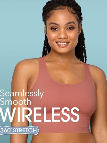 Women's 360 Stretch Longline Sport, Comfortable Wireless Bras, Seamless Full-Coverage for a Natural Shape