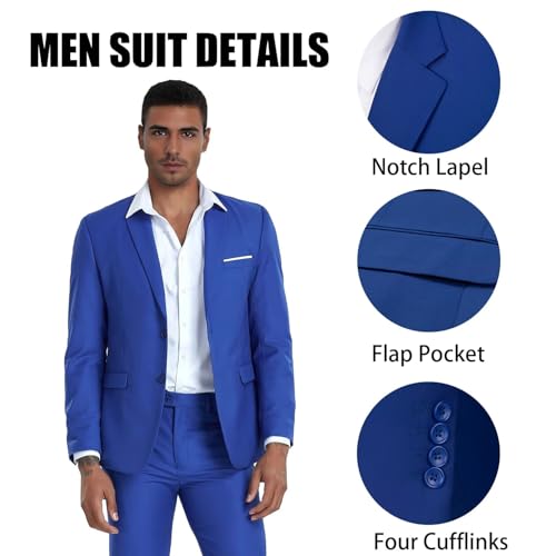 Men's Suit Slim Fit 2 Piece Prom Suits Two Button Jacket Pants Tuxedo Formal Wedding Dinner Business
