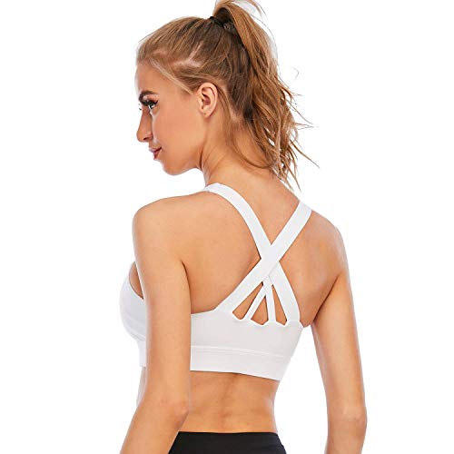 Zipper in Front Sports Bra High Impact Strappy Back Support Workout Top