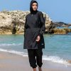 Islamic Long Sleeve Swimsuits for Women Modest Muslim 4 PCS | Full Cover Rash Guard Burkini | Arabic Swimwear