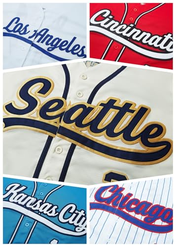 Custom Mens/Women/Youth Seattle Baseball Stitched T-Shirt for Sports Fan