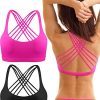 2 Pack Strappy Sports Bra for Women, Workout Padded Tank Top Sexy Cross Back Racer Back Seamless Comfortable Yoga Bra