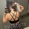 Cross Back Sport Bras Padded Strappy Criss Cross Cropped Bras for Yoga Workout Fitness Low Impact