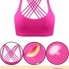 2 Pack Strappy Sports Bra for Women, Workout Padded Tank Top Sexy Cross Back Racer Back Seamless Comfortable Yoga Bra