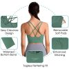Cross Back Sport Bras Padded Strappy Criss Cross Cropped Bras for Yoga Workout Fitness Low Impact