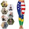 Brazil US Flag Women's Yoga Pants Stretch Leggings with Pockets High Waist for Workout