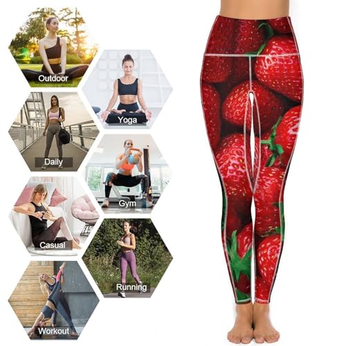 51ZXnkVQGeL.jpg Fresh Strawberry Women's Yoga Pants Stretch Leggings with Pockets High Waist for Workout