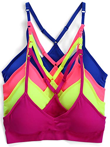 Women’s 4 Pack Racerback Sports Bralette Seamless Wireless Comfort Bra