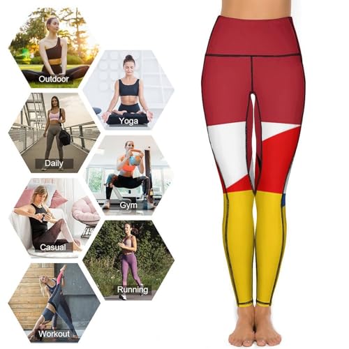 Flag of Netherlands and Germany Women's Yoga Pants Stretch Leggings with Pockets High Waist for Workout