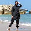 Islamic Long Sleeve Swimsuits for Women Modest Muslim 4 PCS | Full Cover Rash Guard Burkini | Arabic Swimwear